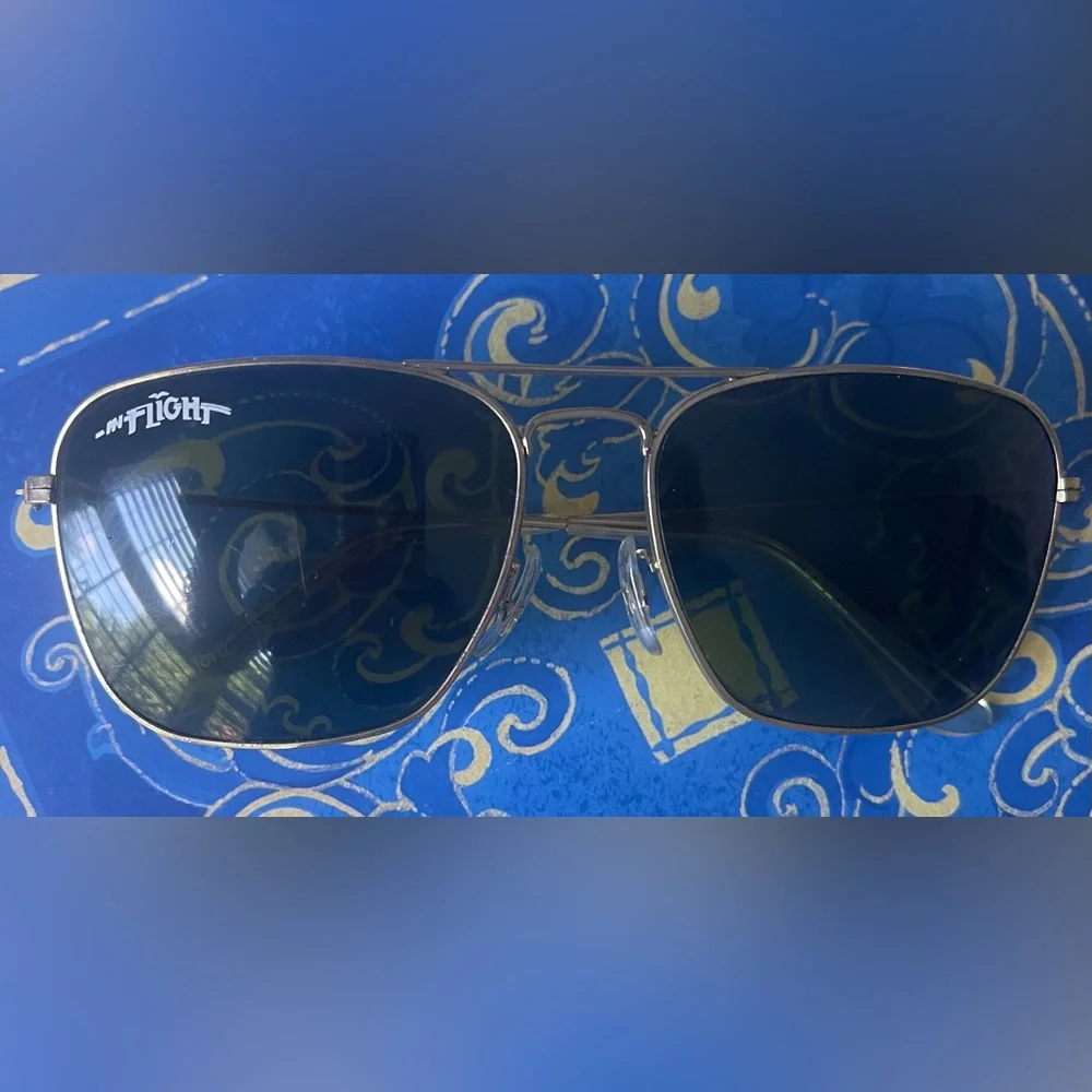 INFLIGHT Pilot Black Gold Sunglasses Aviator Vintage Double Bridge Celebrity